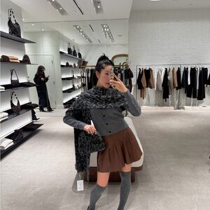 anine bing leopard gray scarf